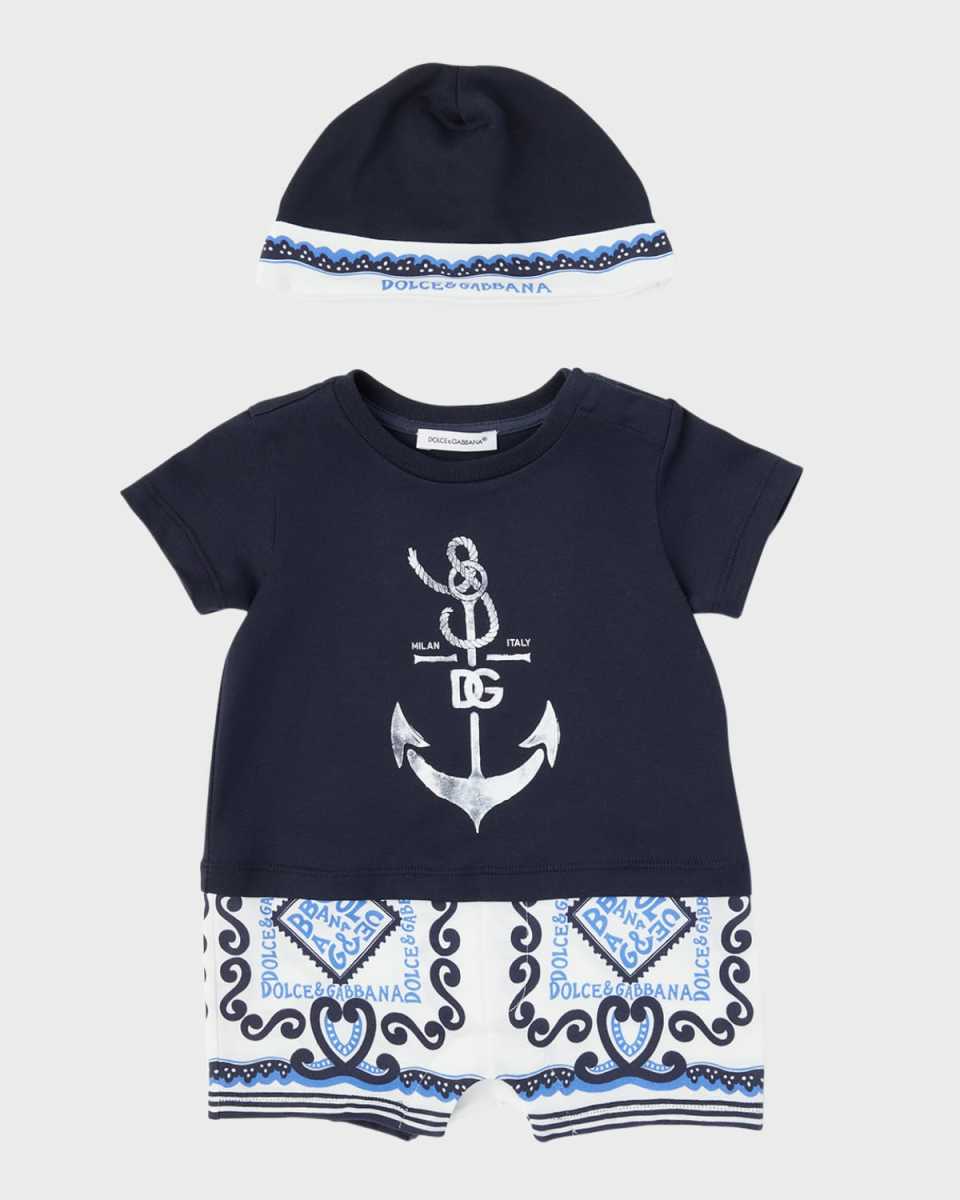 Boy's Anchor Bandana Romper, 3M-24